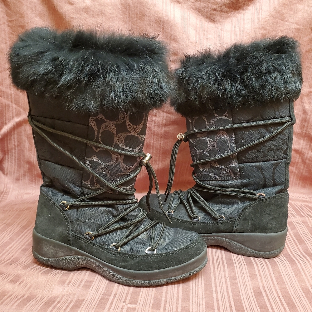 Women's Vintage Black Coach Laurilyn Snow Winter Boots Size 6.5